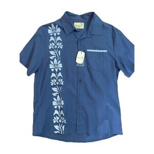 Coastal NWT Royaura Hawaiian Men Shirts‎ M Blue Short Sleeve Button Up coastal